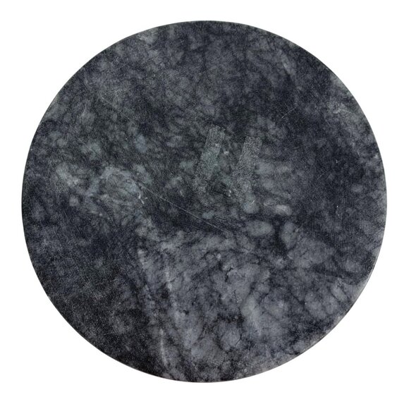 Decorative Black Granite Marble Round Jewelry Box With Floral Carved Lid 4x1.5" - Picture 4 of 9